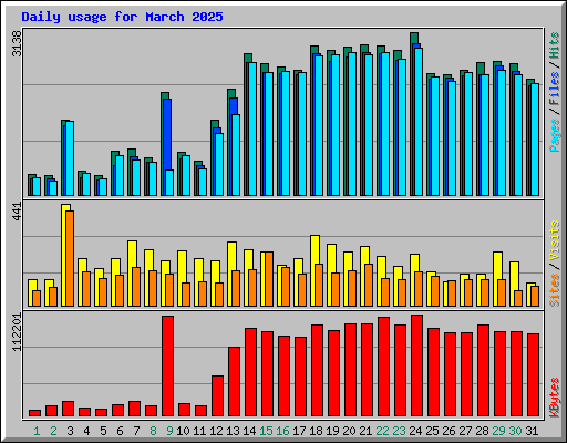 Daily usage for March 2025